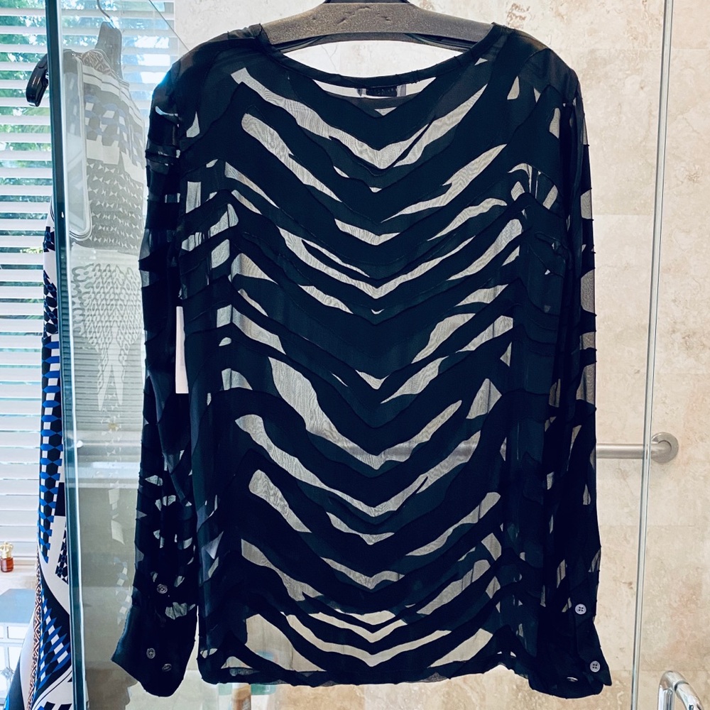 Equipment Satin Sheer Burnout Zebra Liam Blouse